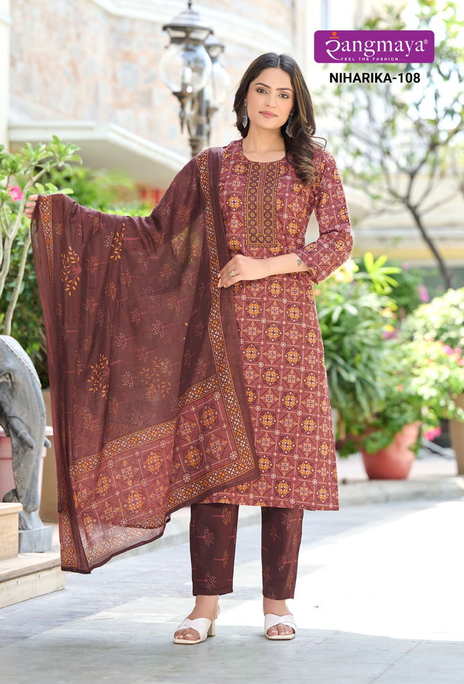 Niharika By Rangmaya Printed Cotton Kurti With Bottom Dupatta Wholesalers In Delhi